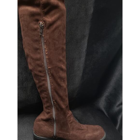 Bamboo Dark Brown Over Knee Adjustable Lace Boots - Picture 7 of 11